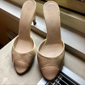 Gold leather Prada mules